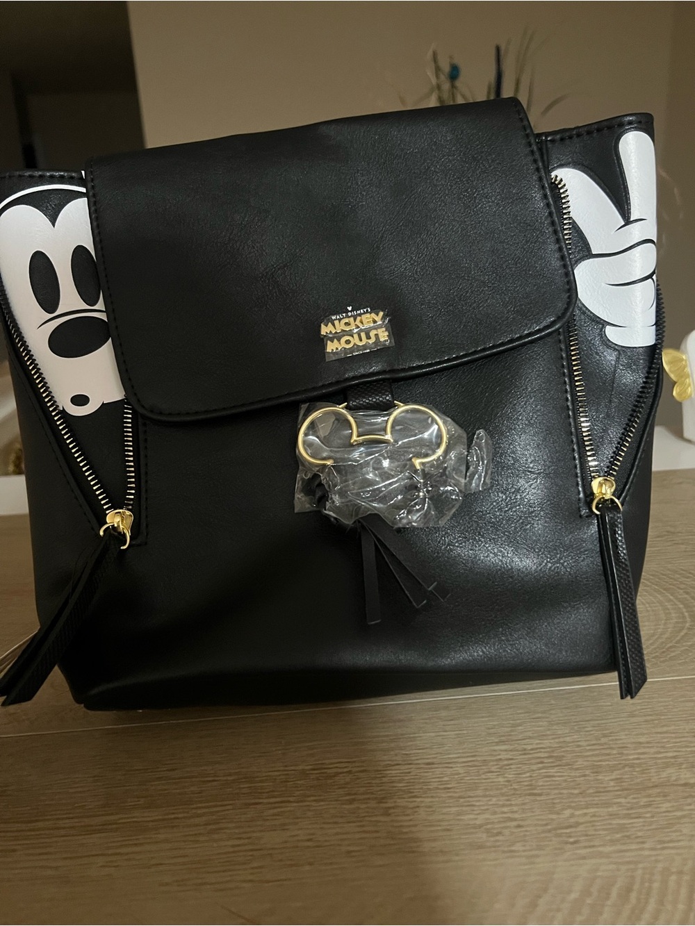 Mickey Mouse Black Faux Leather Backpack